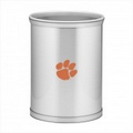 Collegiate Logo Brushed Chrome Mylar Oval Wastebasket - Clemson
